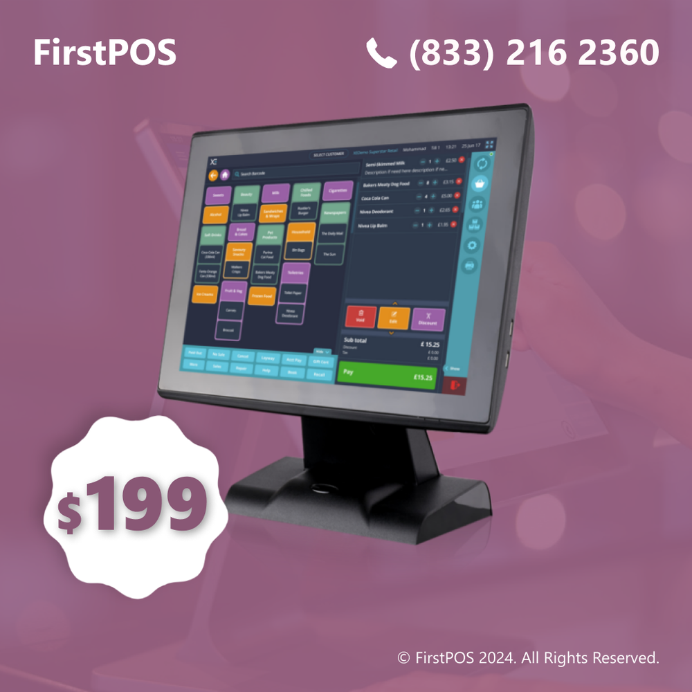 15'' Touchscreen POS Cash Register Till System Restaurant