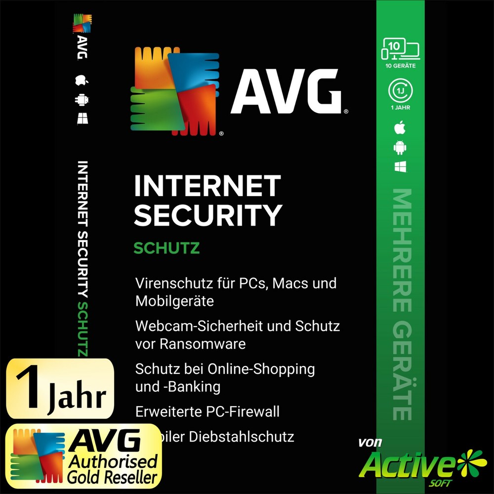 AVG Internet Security 2024 10 Geräte 1 Jahr | MEHRERE GERÄTE PC,Mac,Android,iOS
