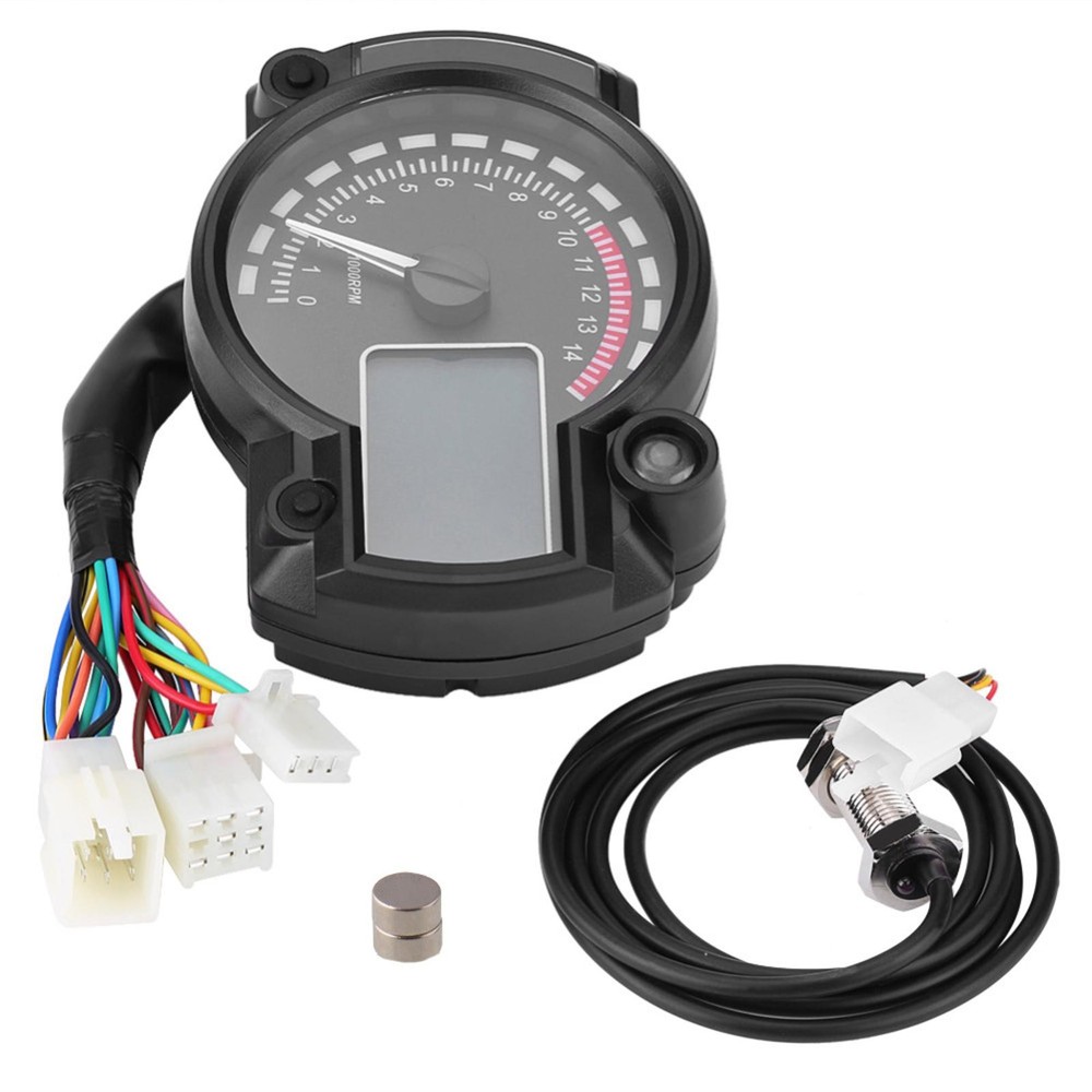 DC12V Universal Waterproof Digital LCD Display Motorcycle Speedometer Tachometer