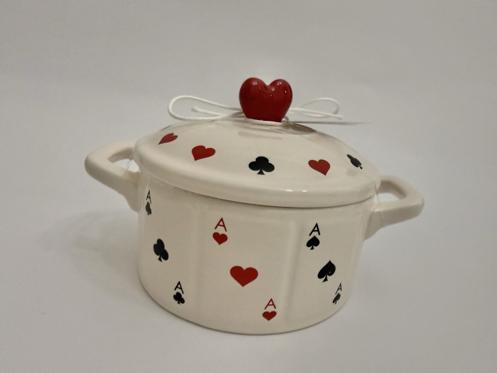 Playing Cards Valentines Mini Heart Round Pot