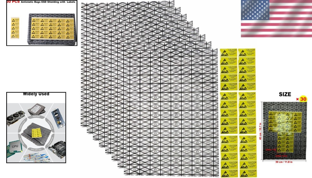 30-Pack Anti-Static Mesh Bags for Electronic Components