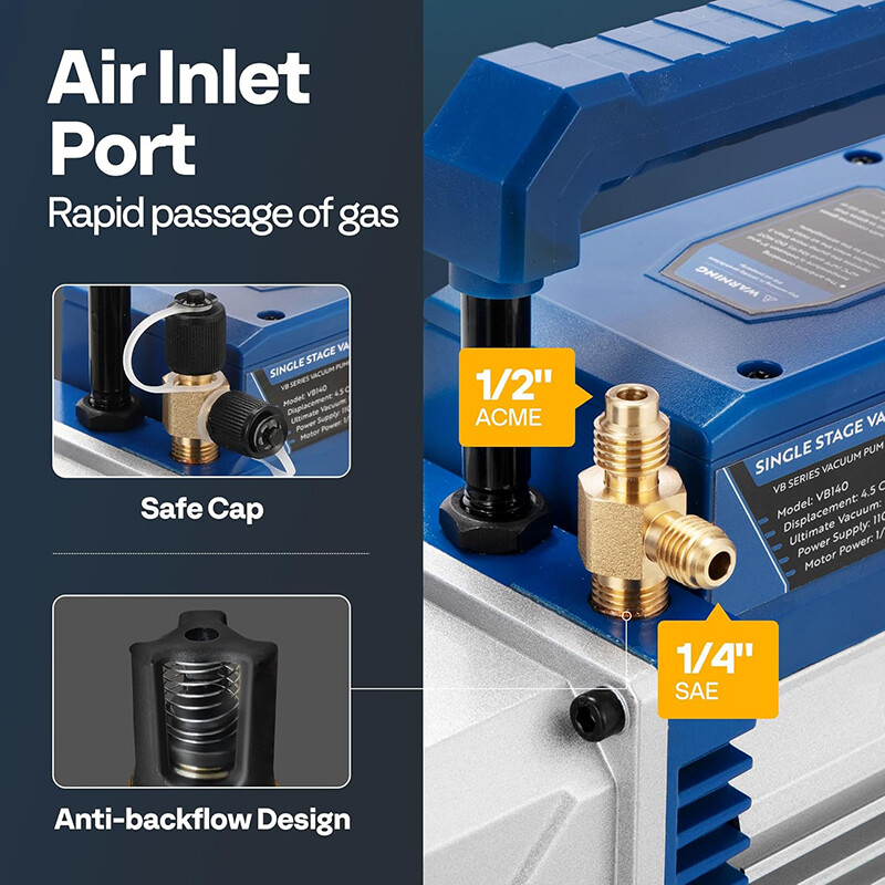 4.5CFM 1/3HP Air Vacuum Pump AC Manifold Gauge Set R32 R1234yf R134a R22 R410a