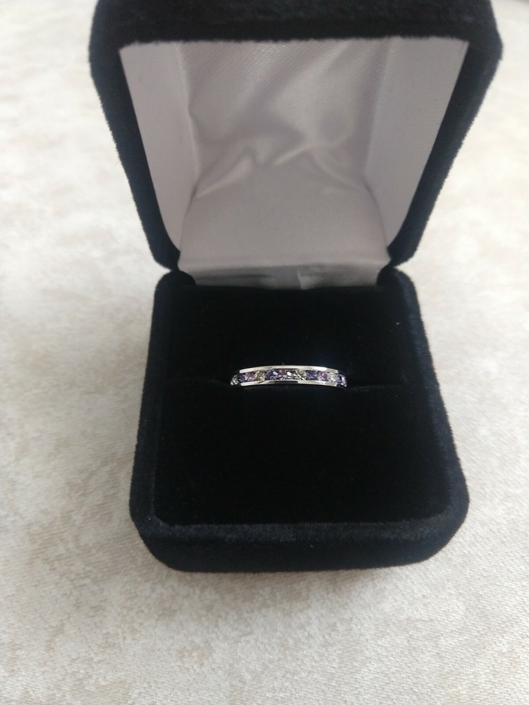 Swarovski Crystal Birthstone Stackable Ring in Sterling Silver. Size 6