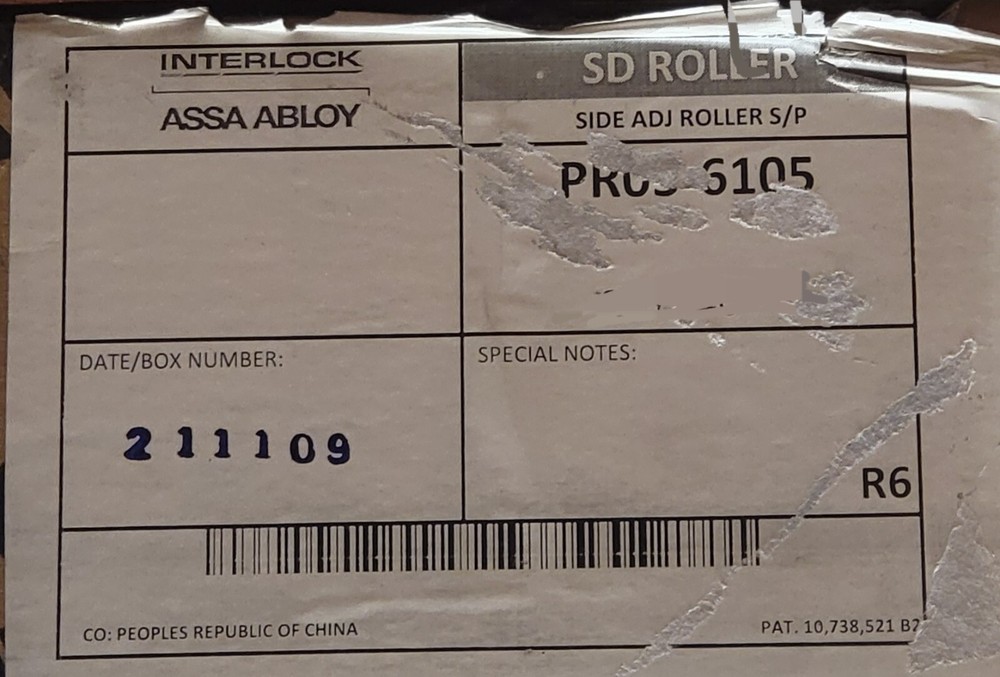 NEW Interlock Assa Abloy PR05-6105 Side Adjustable S/P SD Roller