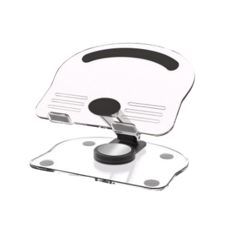Acrylic Tablet Stand Desktop Foldable Holder 360° Rotation Base Clear Bracket;;