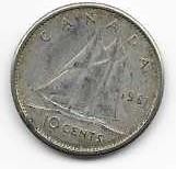 Canada 1961  10 cent  Dime Circulated