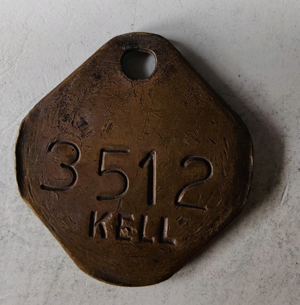 Kellingley Colliery Pit Check Tally Token marked Kell 3512
