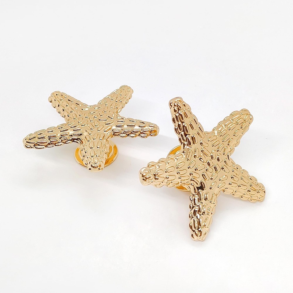 Starfish Handles Right Angle Kitchen Cabinet Drawer Knobs Gold 4 PCS