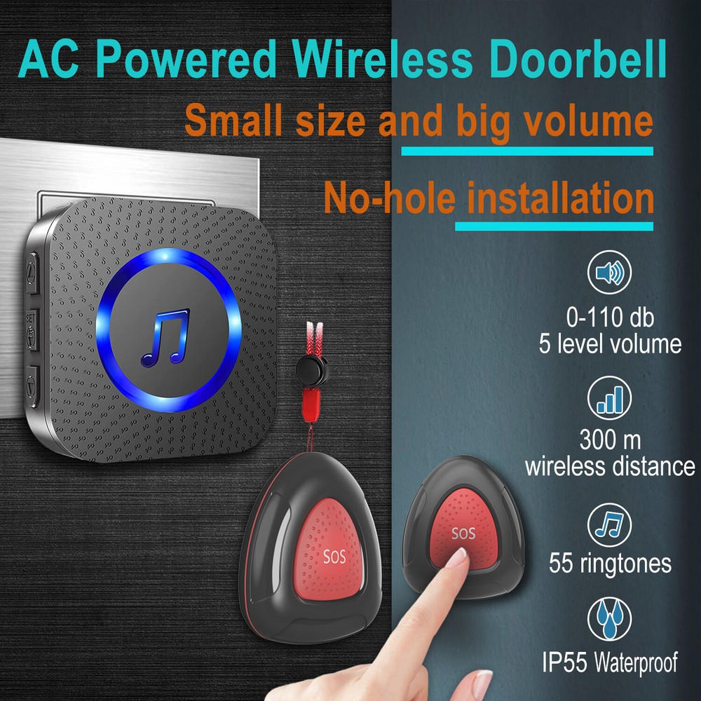 Caregiver Pager Wireless Call Button for Elderly,Intercoms Wireless For Home