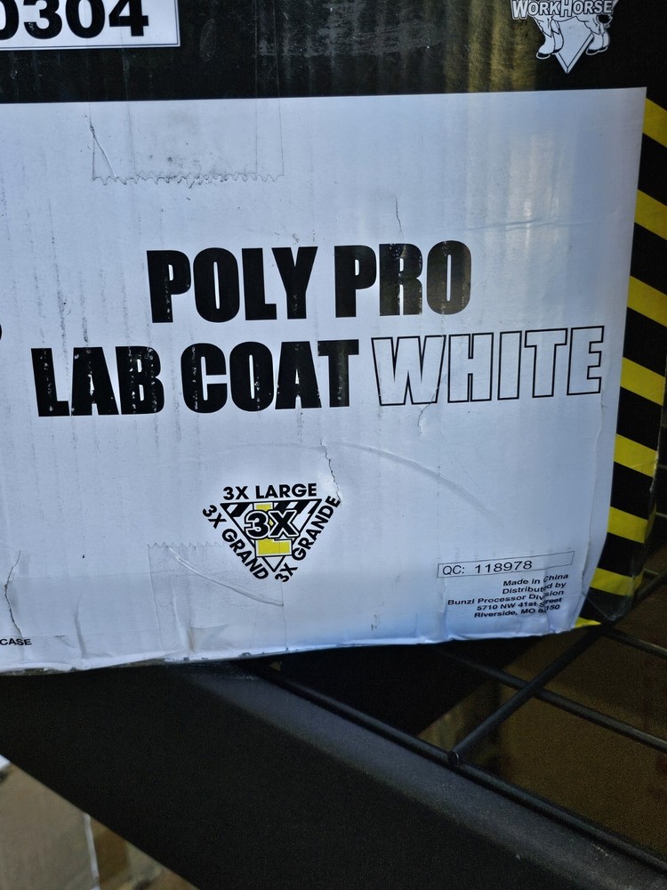 Polypro Lab Coat White 3XL 30 coats E542 0304