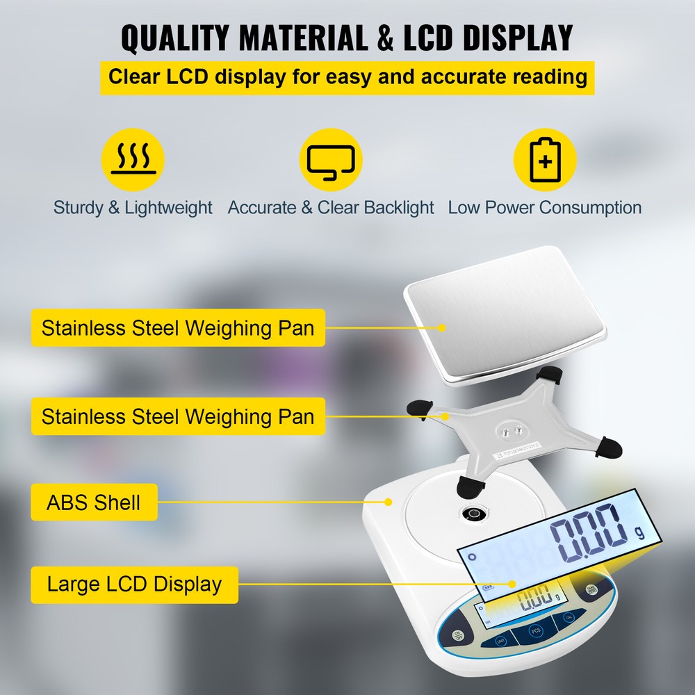 VEVOR Lab Analytical Balance Digital Precision Scale 5000g x 0.01g Precision