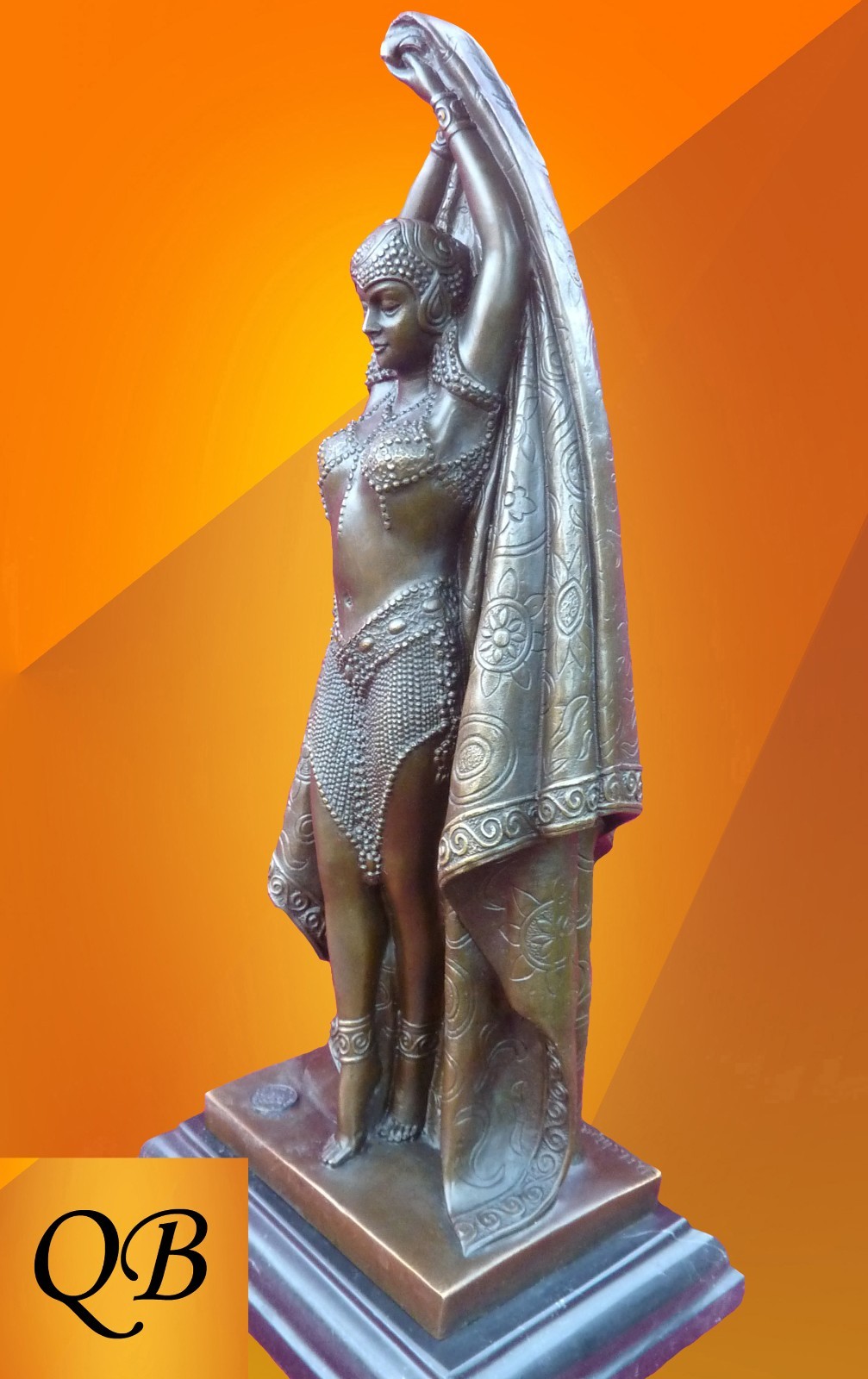 ART DECO BRONZE FIGURINE ANTINEA SCULPTURE STATUE EGYPTIAN  LADY FIGURE