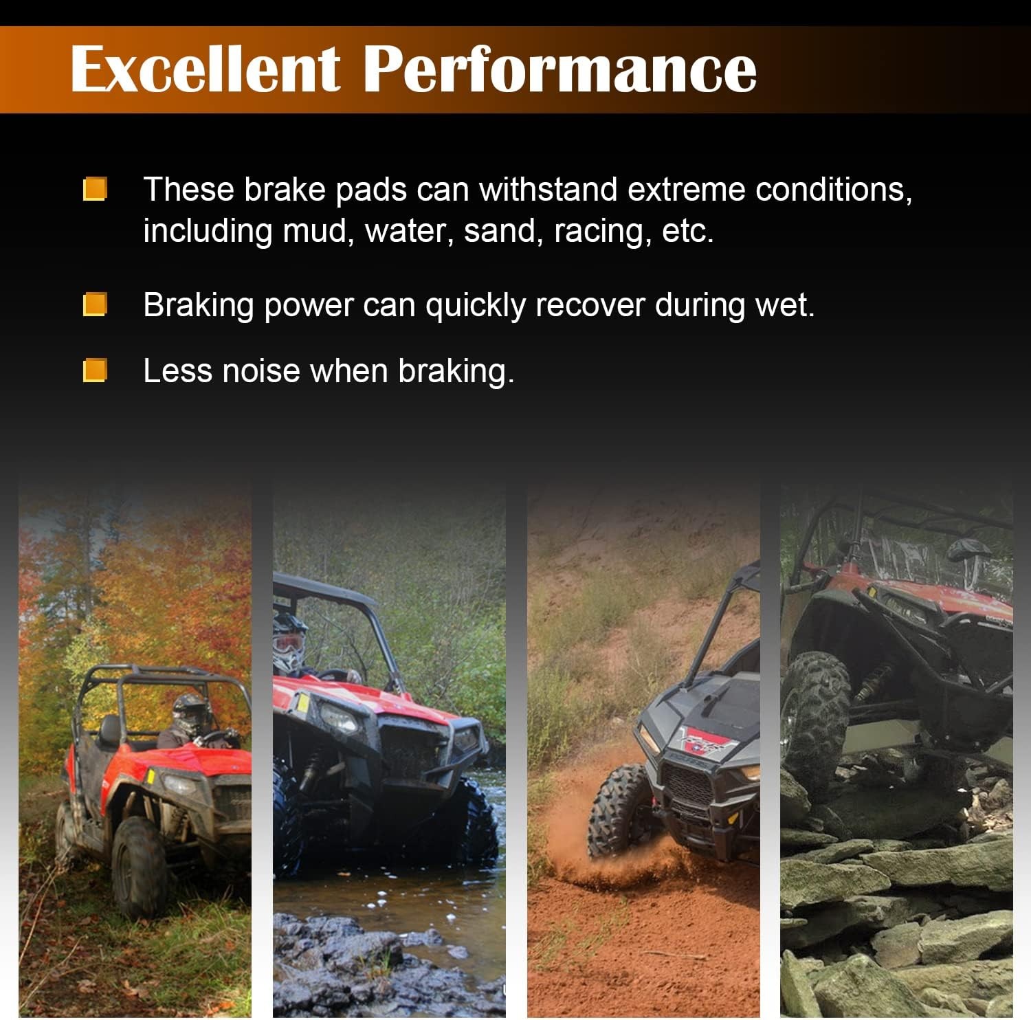 Front & Rear Parking Brake Pads For Polaris Razor RZR 570/800/900/1000 S 800 900