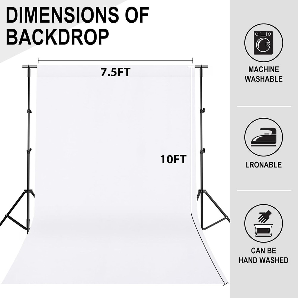 Thick White Backdrop 7.5FTx10FT - Versatile for Photography & Video Recording