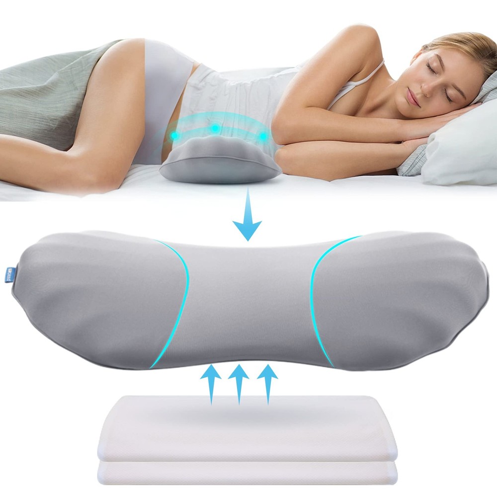 RESTCLOUD Adjustable Lumbar Support Includes 2 removable pads, Moon Grey