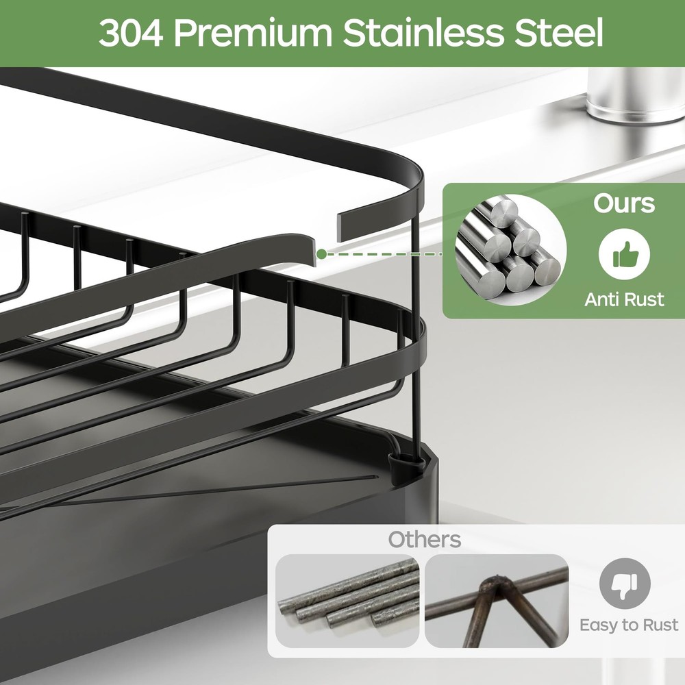Dish Drying Rack, Stainless Steel Rustproof Dish Rack for Kitchen Counter, St...