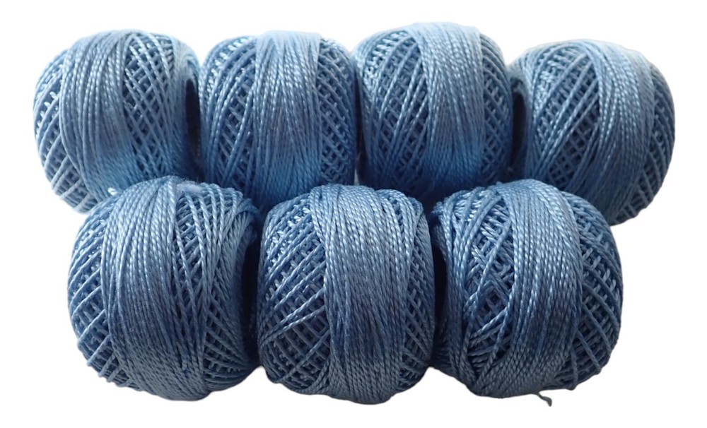 DMC #5 Embroidery Floss Blue 7 Spools Same Dye Lot