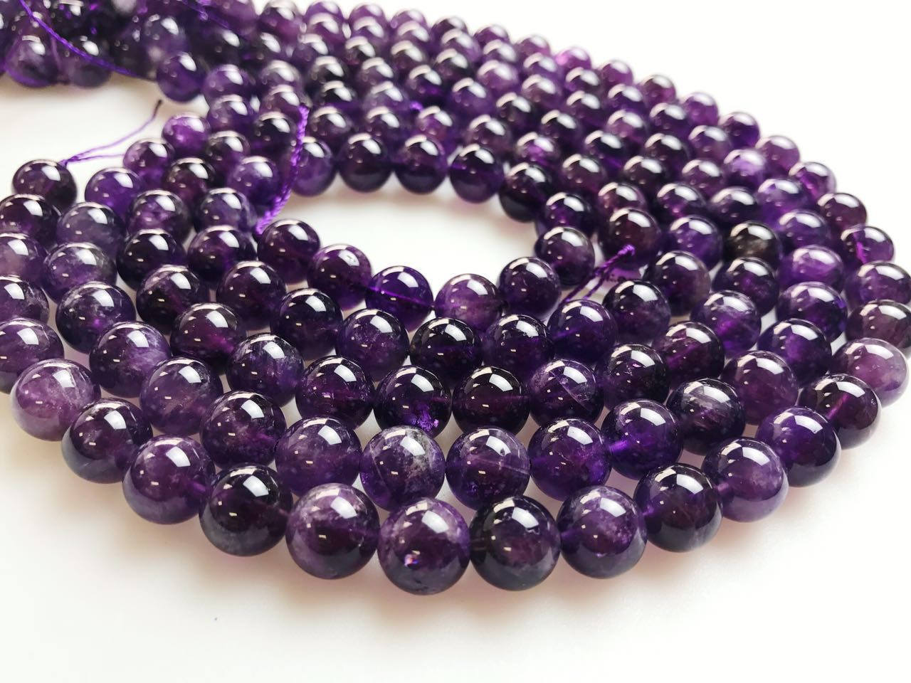 Natural Amethyst Smooth Round Beads Size 4mm 6mm 8mm 10mm 12mm 15.5" Strand