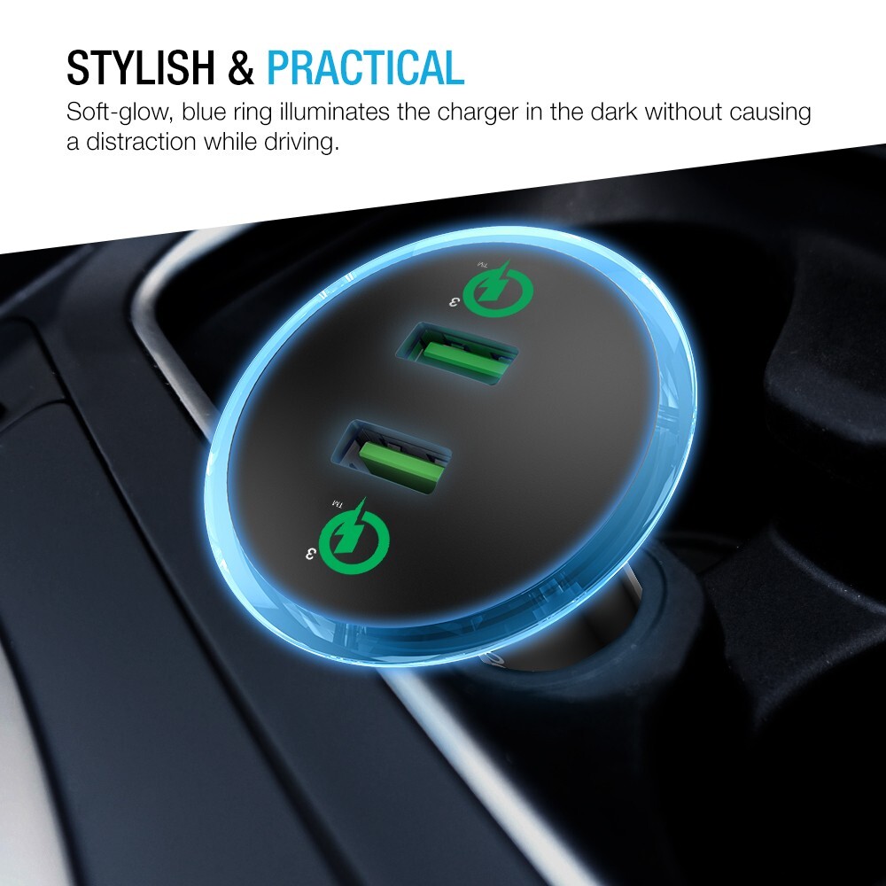 Maxboost Quick Charge 3.0 Car Charger Dual USB for Smartphone - 1 Pack