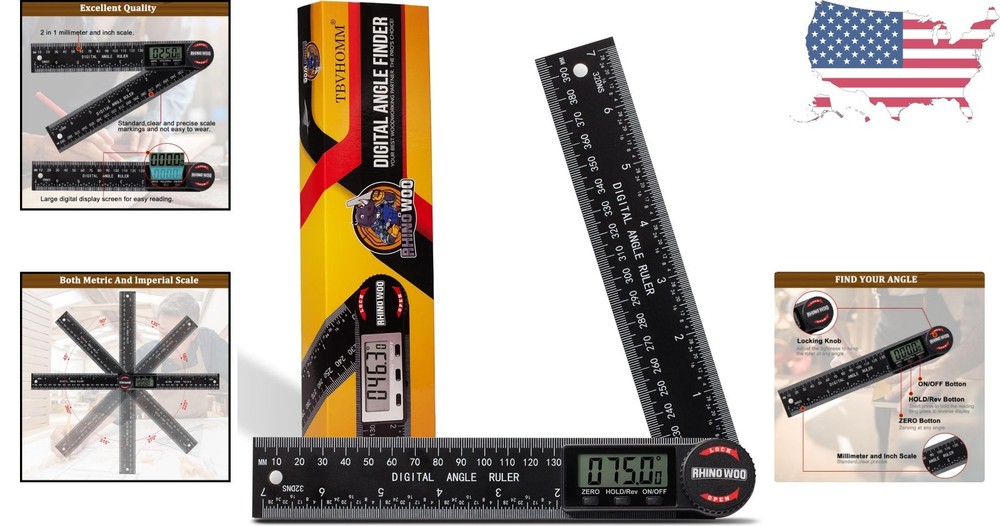 Compact Digital Protractor with High-Contrast Display - Perfect for Carpenters