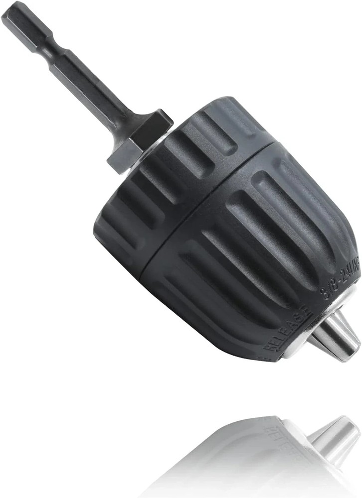 3/8" Keyless Drill Chuck Adapter with 1/4" Hex Shank for Impact Drivers