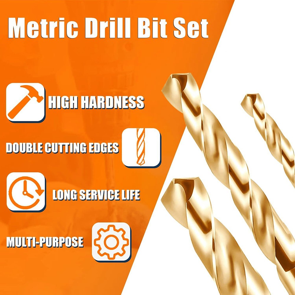 60Pcs Heavy Duty Drill Bit Sets, HSS Titanium Multi Drill Bits Twist Metal Tool