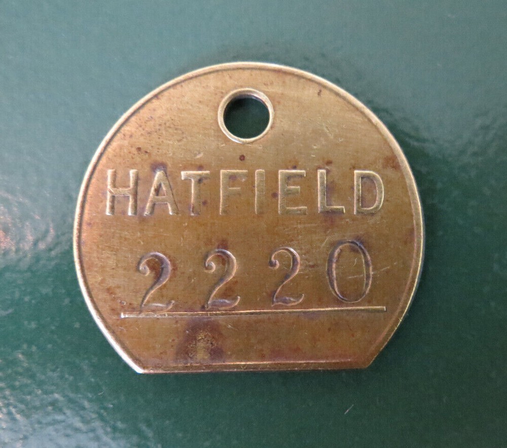 HATFIELD Colliery Pit Check Tally - marked HATFIELD 2220