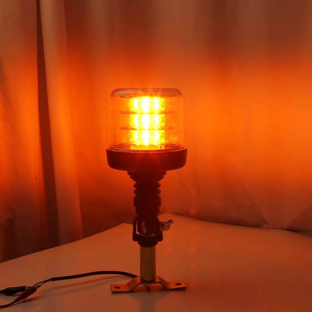 2x 18 LED Rotating Flashing Beacon Flexible DIN Pole Mount Tractor Warning Light