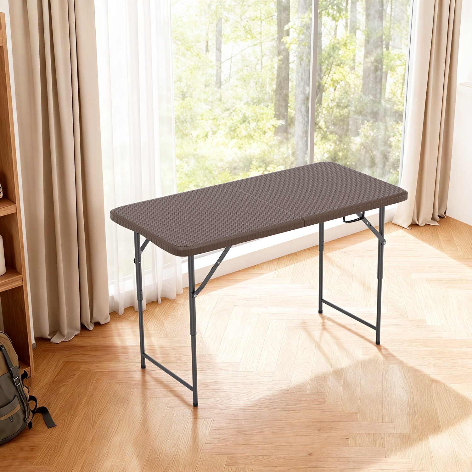 4FT Folding Table Half Portable Foldable Table Picnic Table for Office Home