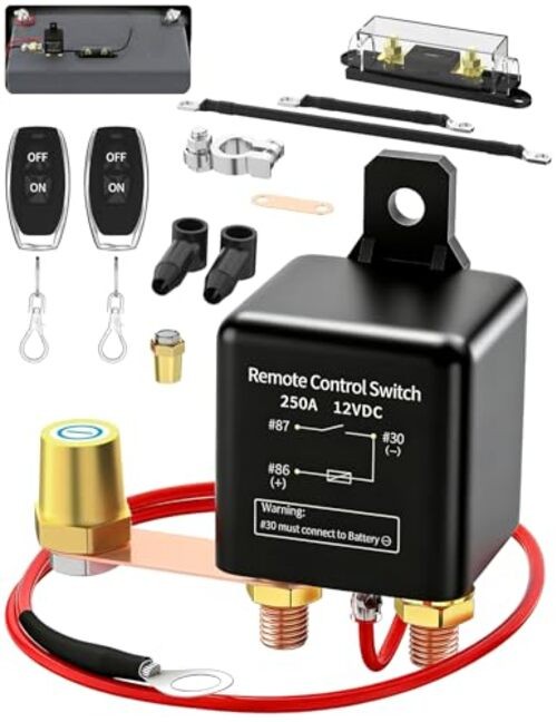 Remote Battery Disconnect Switch 12v, 250A Negative Battery Cut Off Switch