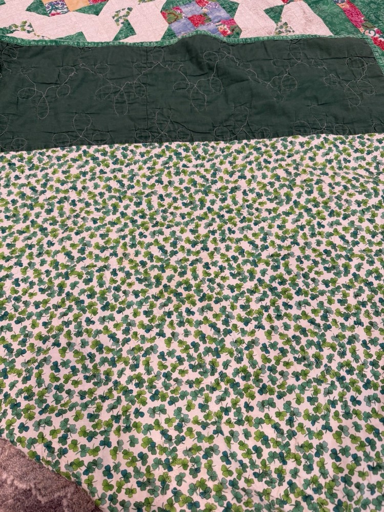 Green Floral Patchwork Cotton Quilt