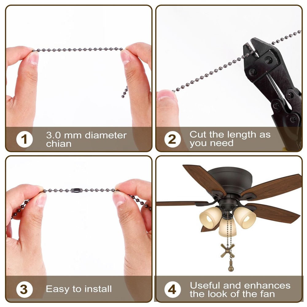 Ceiling Fan Pull Chain Ornaments, 13.6 Inches Fan Pulls Extension