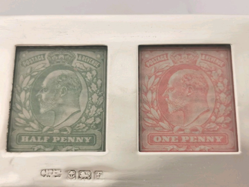 Antique Solid Silver Double Stamp Box - Birm. 1905.
