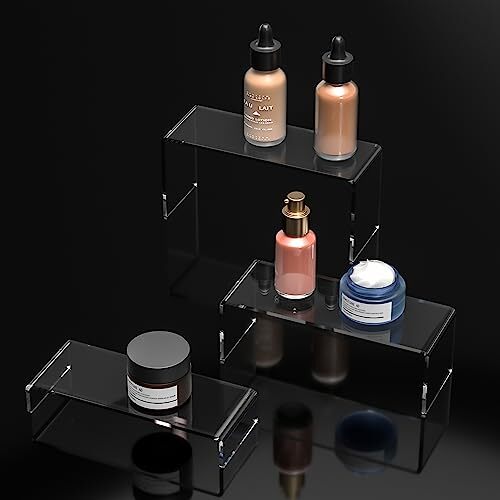 6 Pack Clear Acrylic Display Risers 3 Large Sizes for Shelf Dessert Cupcake