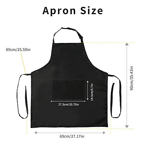 Pack Adjustable Bib Apron, Waterdrop Resistant Aprons with 2 Polyester-black