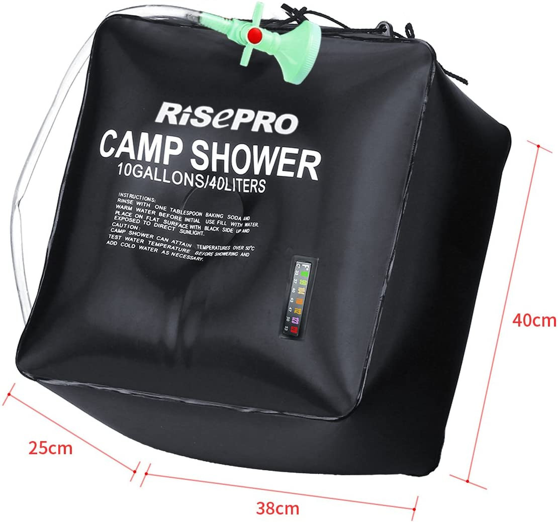 10 Gallons/40L Solar Shower Bag Solar Heating Camping Shower Bag with T