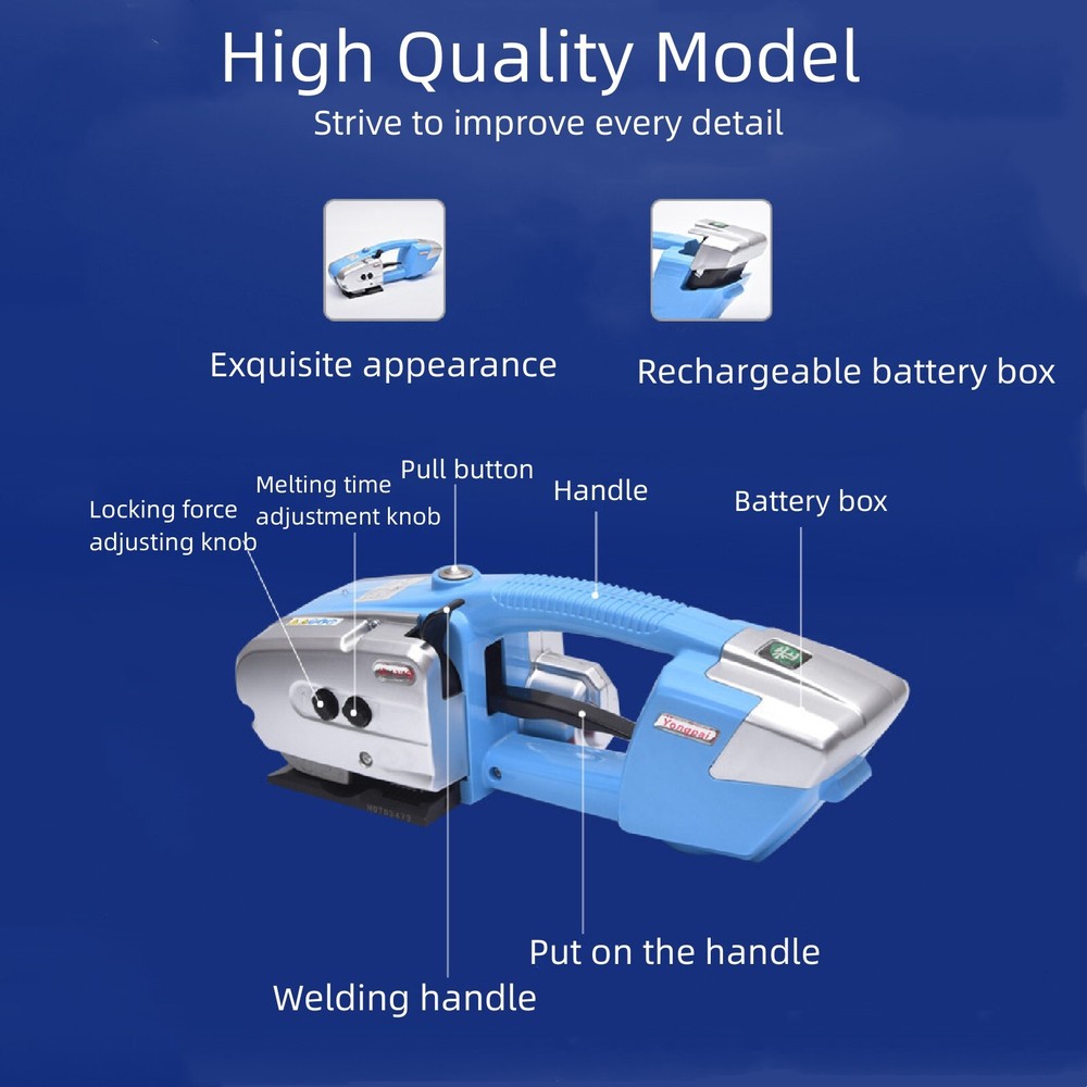 Hand-held Strapping Machine Automatic Strapping Tool for PP PET Straps + Battery