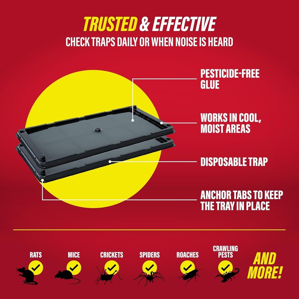 Effective Glue Traps for Snakes, Mice, and Spiders - 2 Pack for Total Coverage