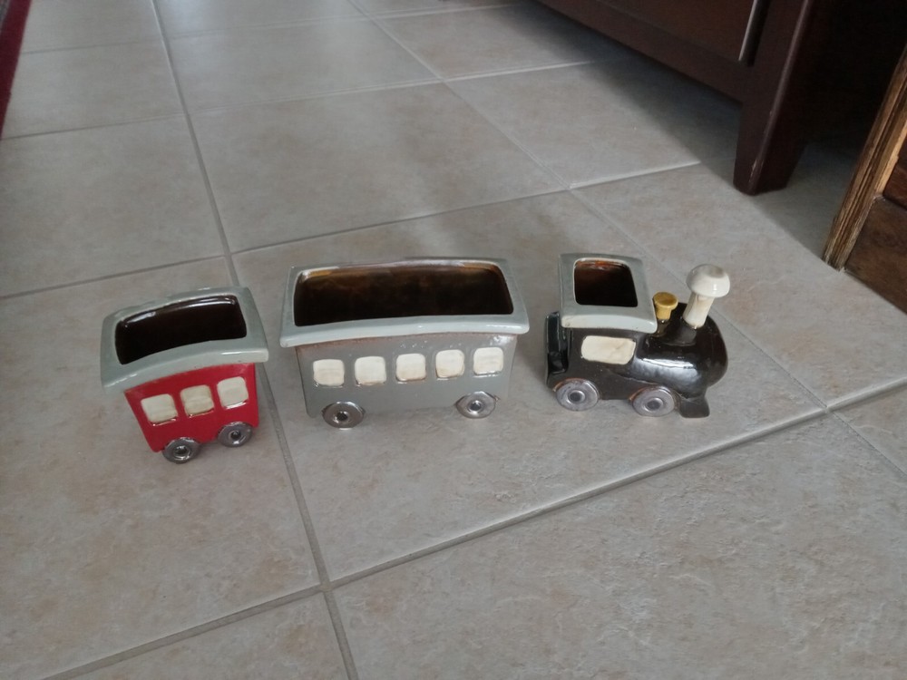 Set Of Tree Ceramic Train Planters