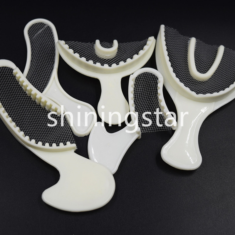 50 Pcs Dental Bite Registration Disposable Impression Trays 5 Types Net Bottom