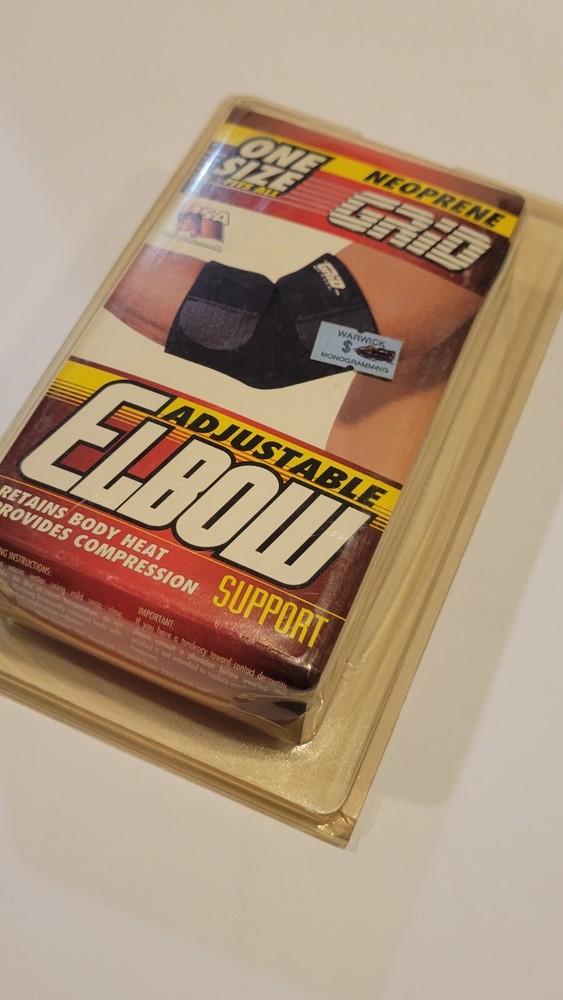 GRID Elbow Support Black One Size NOS Compression 2 strap 2x stitched 1988