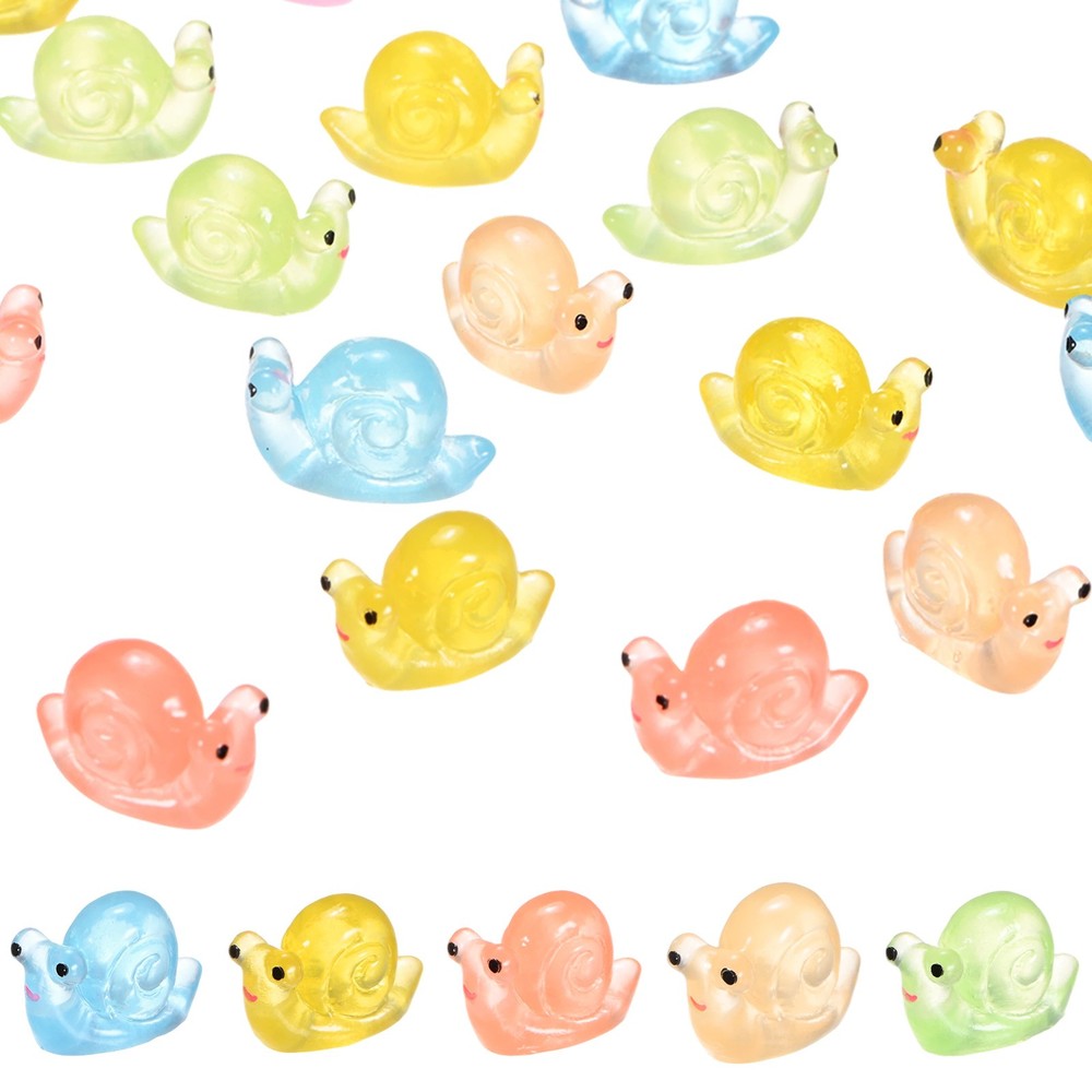 20-Pack Luminous Mini Resin Snail, Tiny Snail Figurines [Multicolor]