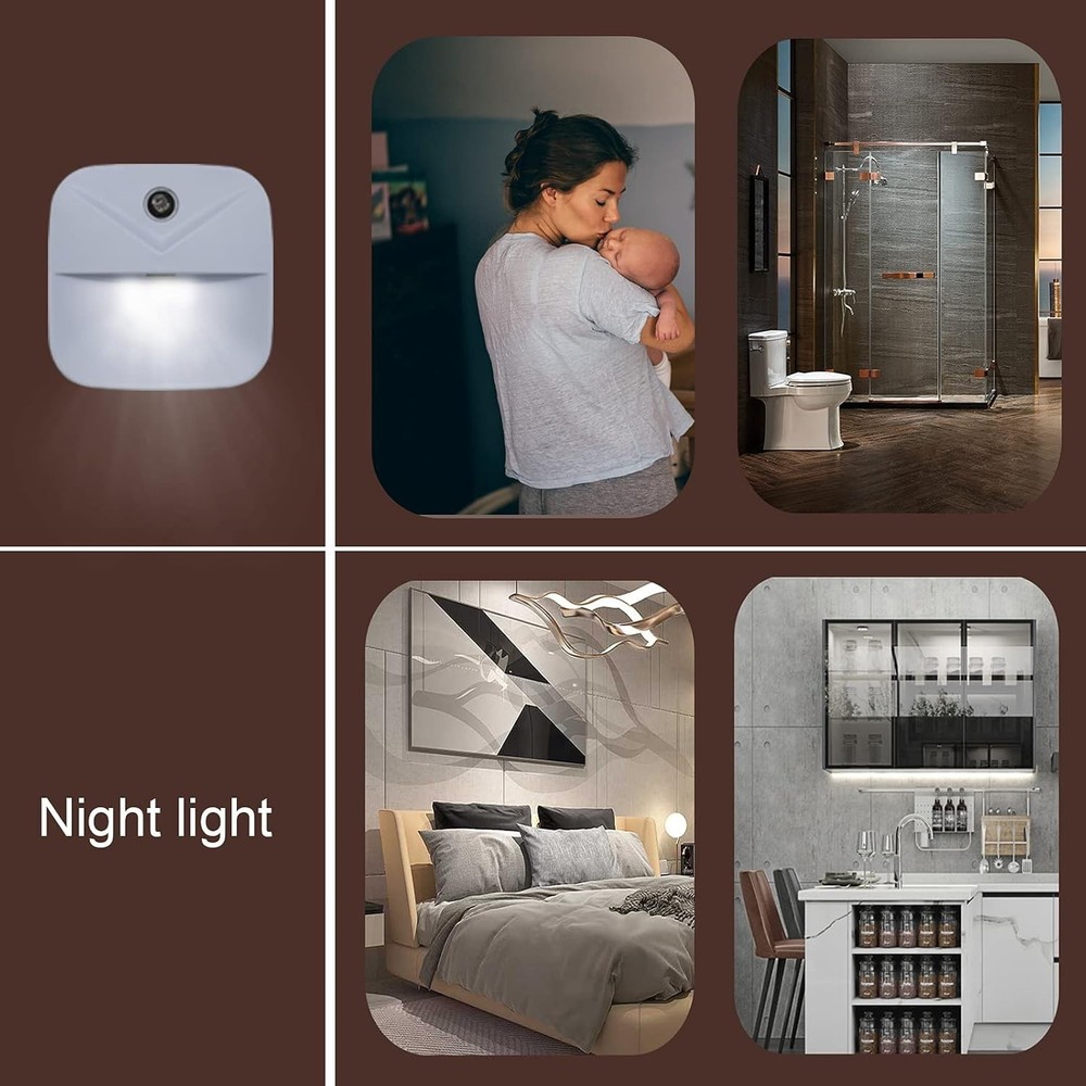 Plug In Night Light LED Motion Sensor Activated Bathroom Kitchen Hallway 6 Pack