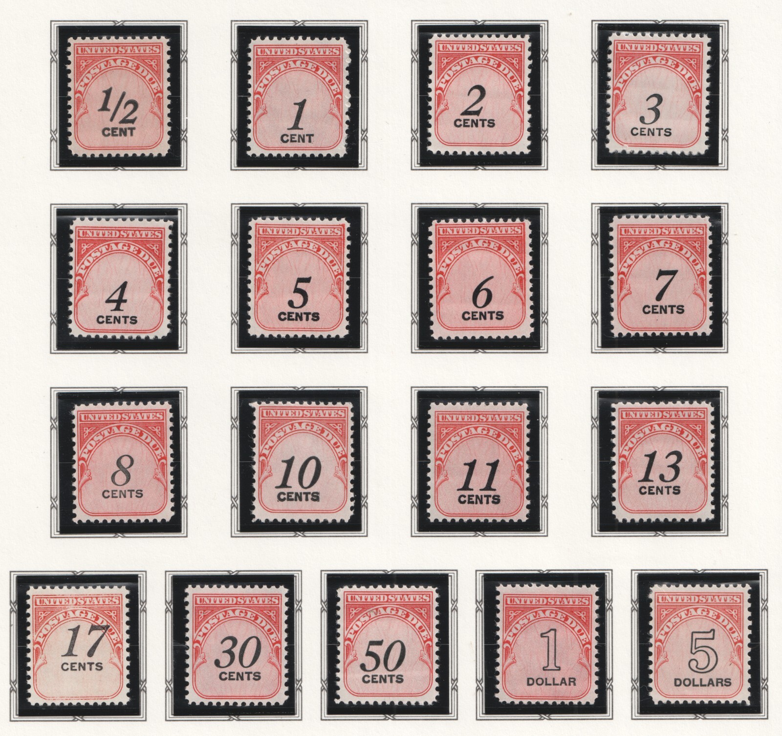 US J88 J104 J101 $5.00 Postage Due full complete set 17 stamps MNH 1959-85