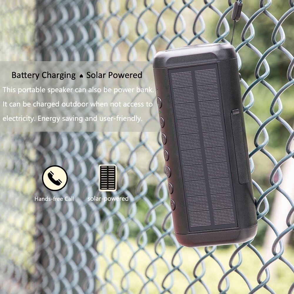 Solar Bluetooth Speaker, Wireless Waterproof Bluetooth Speaker
