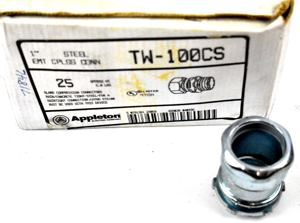 (20) Appleton TW-100CS 1" Steel Compression Connector Concrete Tight