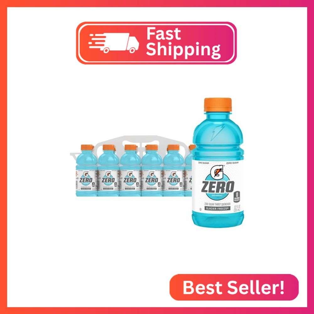 Gatorade Thirst Quencher Zero Sugar Sports Drink, Glacier Freeze, 12oz Bottles,