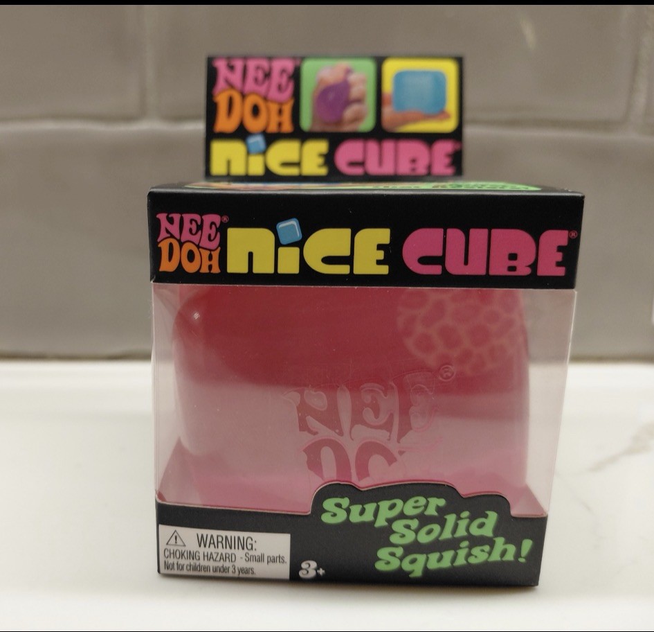 Nee Doh Nice Cube Super Solid Squish Sensory Toy pink