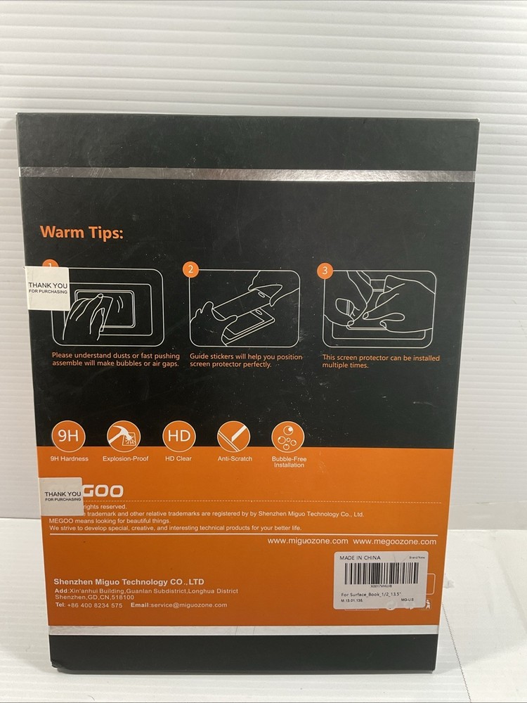 MEGOO Screen Protector For Surface Book 1/2 13.5