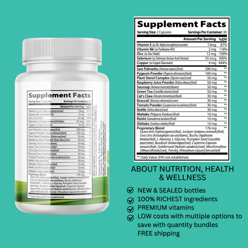 Prostate Flush- Prostate Support- 4 Bottles- 240 Capsules